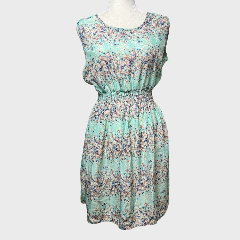 Cool Fashion Floral Sleeveless Dress Kids size XL Smocked Waistband Cottagecore